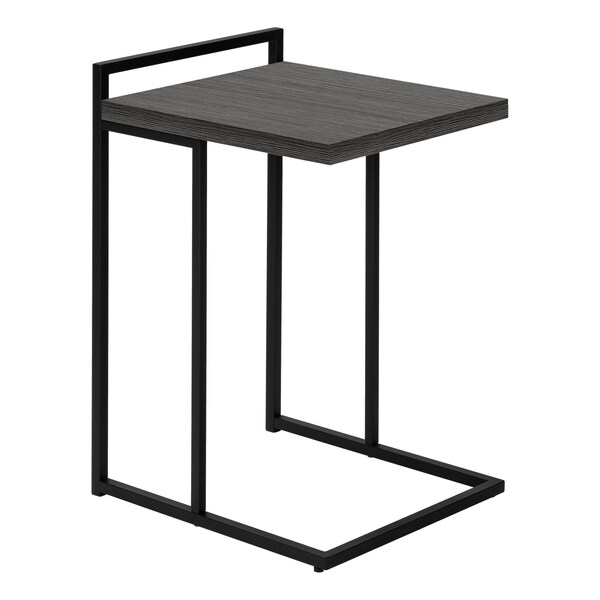 Accent Table, C-shaped, End, Side, Snack, Living Room, Bedroom, Metal, Laminate, Grey, Black